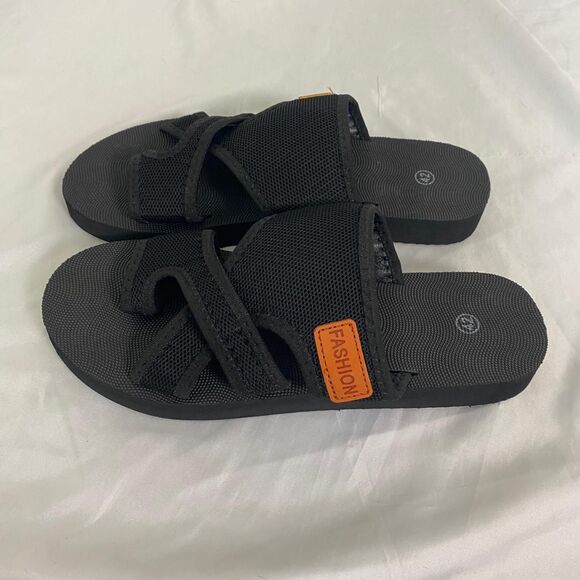 Black Mesh Fabric Strap Sport Athletic Sandals / Flip Flops EU 42 US 11.5 - Picture 4 of 6